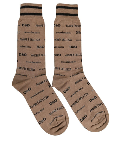 Dolce & Gabbana Braune Mid-Calf-Socken aus Baumwollmix