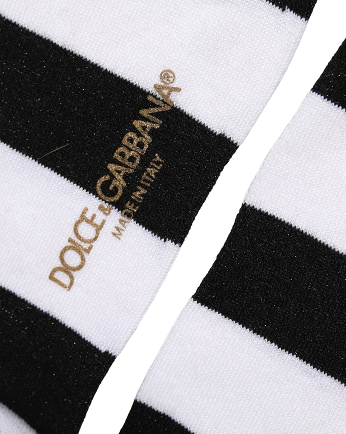 Dolce & Gabbana Schwarz-Weiße Gestreifte Mid-Calf-Socken