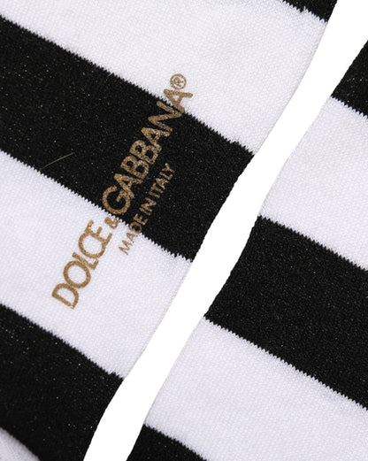 Dolce & Gabbana Schwarz-Weiße Gestreifte Mid-Calf-Socken