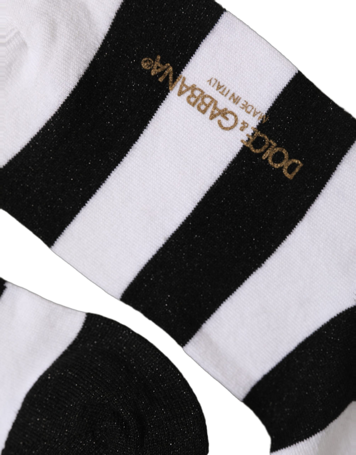 Dolce & Gabbana Schwarz-Weiße Gestreifte Mid-Calf-Socken