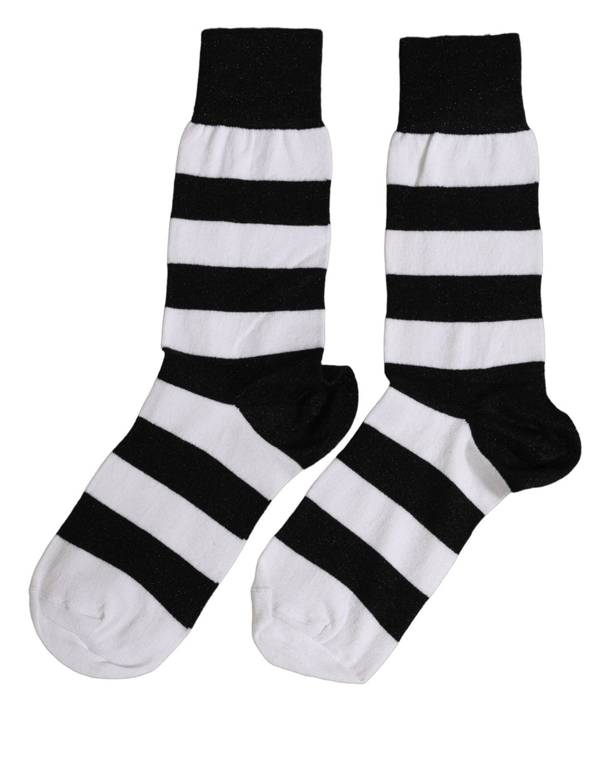Dolce & Gabbana Schwarz-Weiße Gestreifte Mid-Calf-Socken