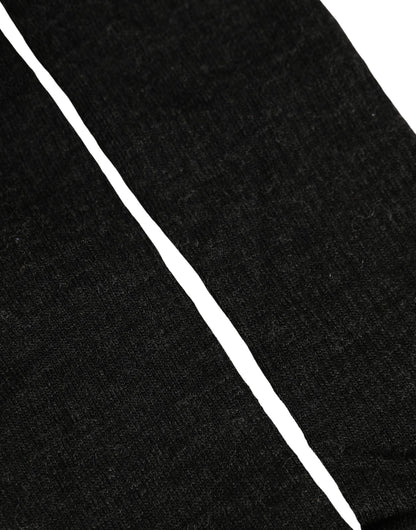 Dolce & Gabbana Schwarze Rippstrick-Wollsocken mit DG-Logo