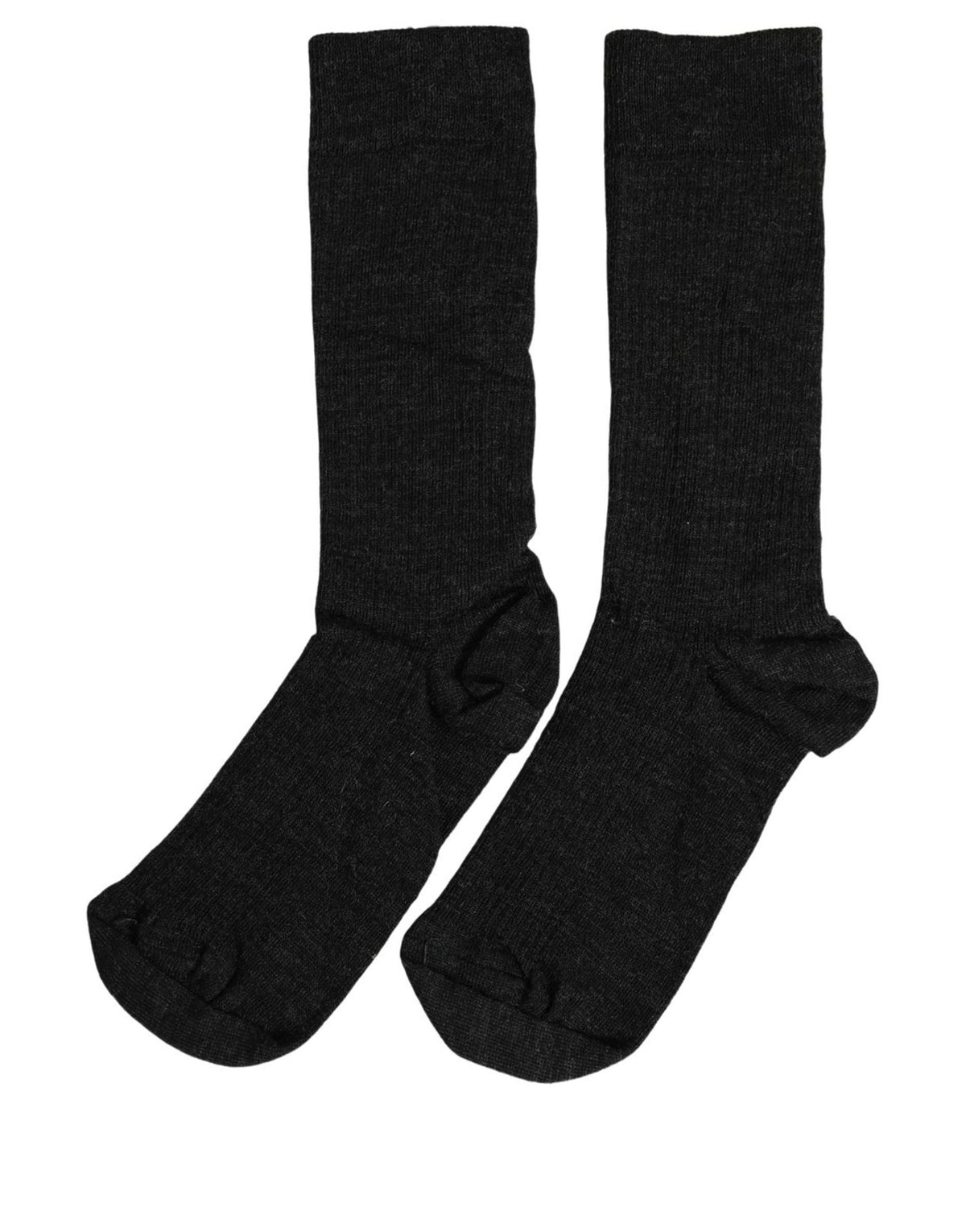 Dolce & Gabbana Schwarze Rippstrick-Wollsocken mit DG-Logo