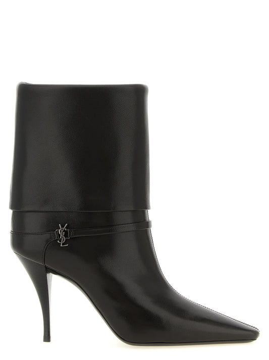 Saint Laurent Brown Goatskin Ankle Boots