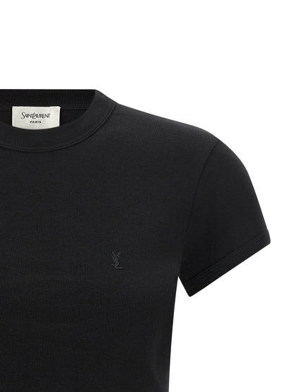 Saint Laurent T-Shirt aus Baumwolle in Schwarz