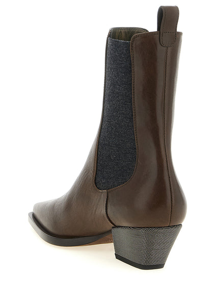 Brunello Cucinelli Brown Leather Chelsea Boots