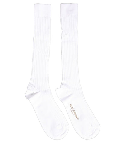 Dolce & Gabbana Weiße Gerippte Socken mit Logo