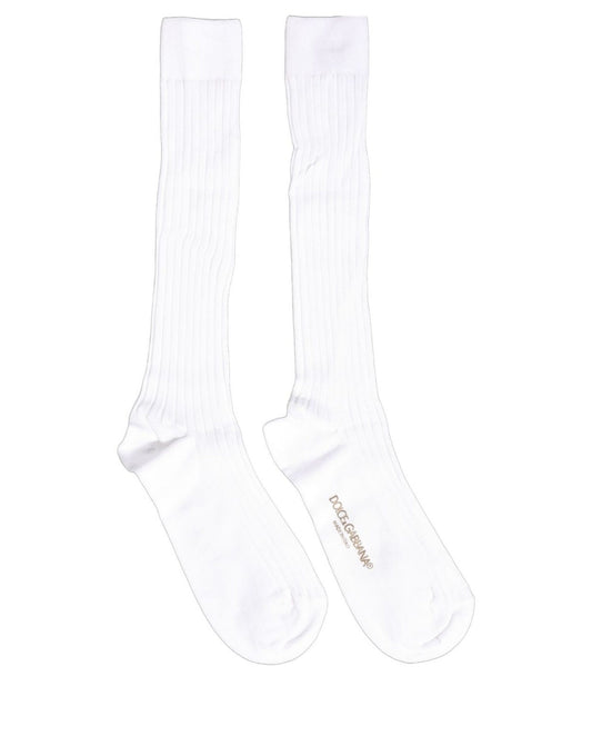 Dolce & Gabbana Weiße Gerippte Socken mit Logo