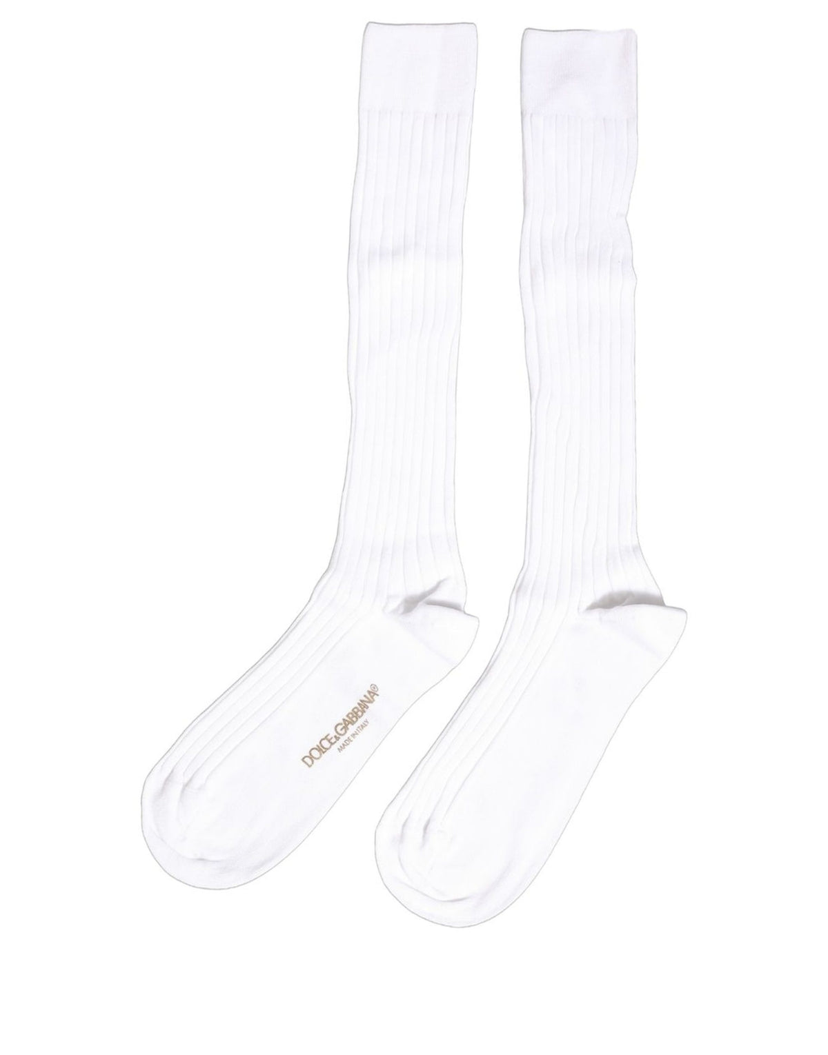 Dolce & Gabbana Weiße Gerippte Socken mit Logo