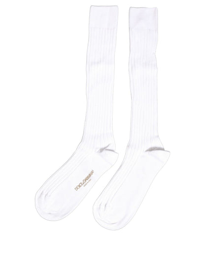 Dolce & Gabbana Weiße Gerippte Socken mit Logo