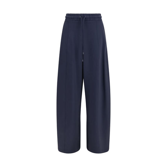Max Mara Olmo Blaue Barrel-Leg Hose aus Baumwoll-Jersey