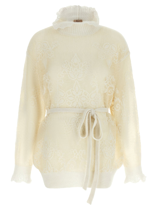 Twinset Weiße Strickjacke aus Polyamid
