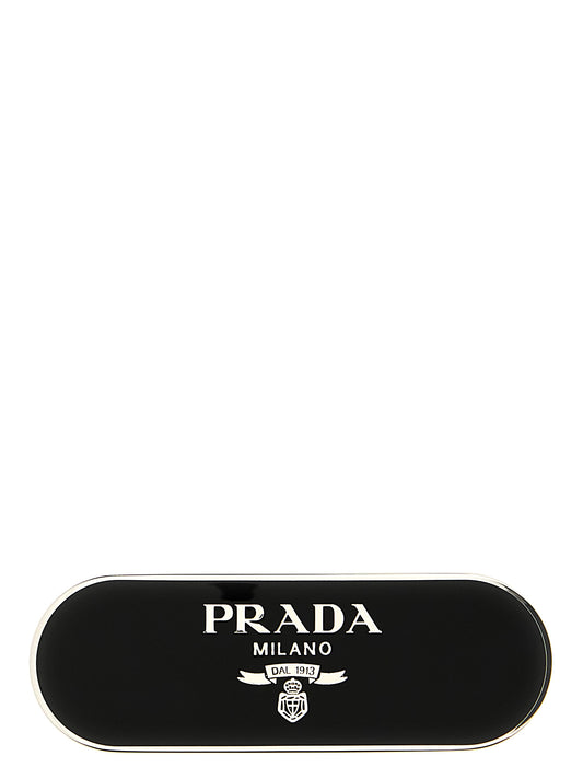 Prada Schwarze Haarklammer aus Edelstahl