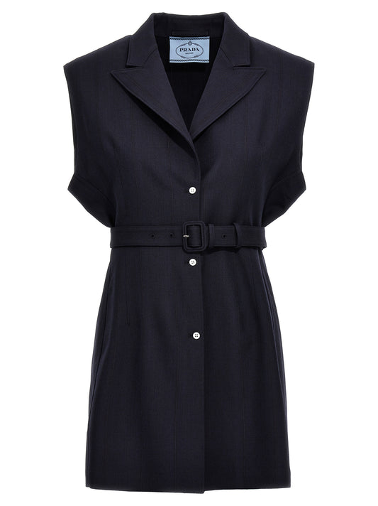 Prada Blue Virgin Wool Sleeveless Vest