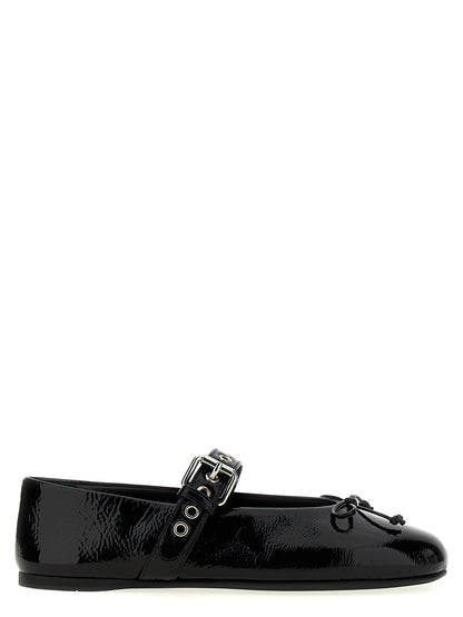 Miu Miu Black Calf Leather Ballet Flats