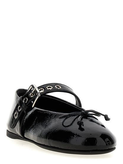 Miu Miu Black Calf Leather Ballet Flats