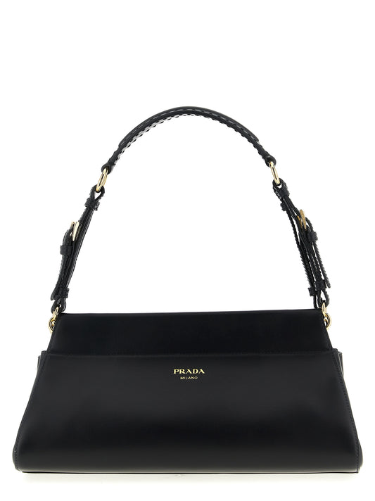 Prada Schwarze Kalbsleder-Schultertasche
