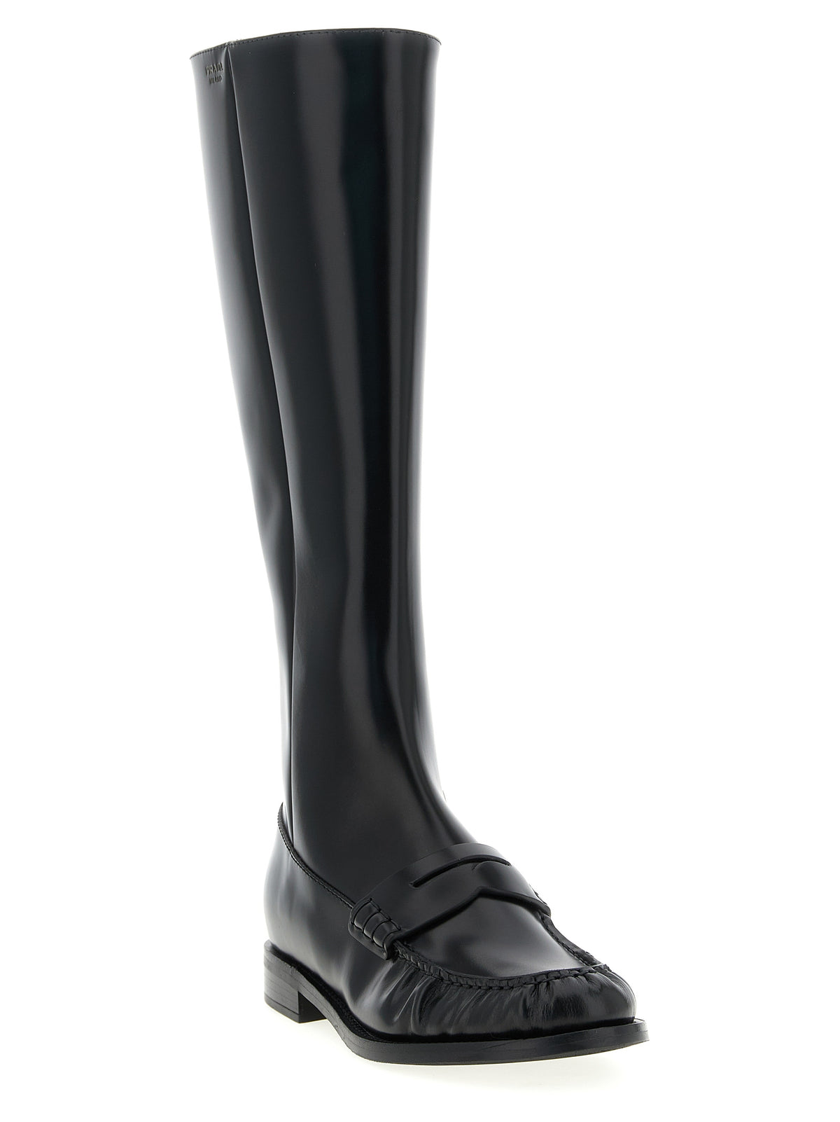 Prada Black Calf Leather Over-the-Knee Boots