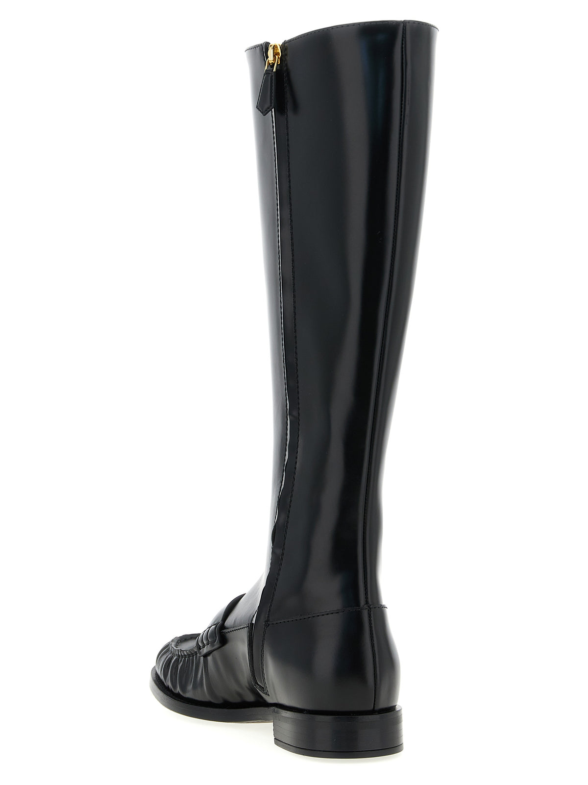 Prada Black Calf Leather Over-the-Knee Boots