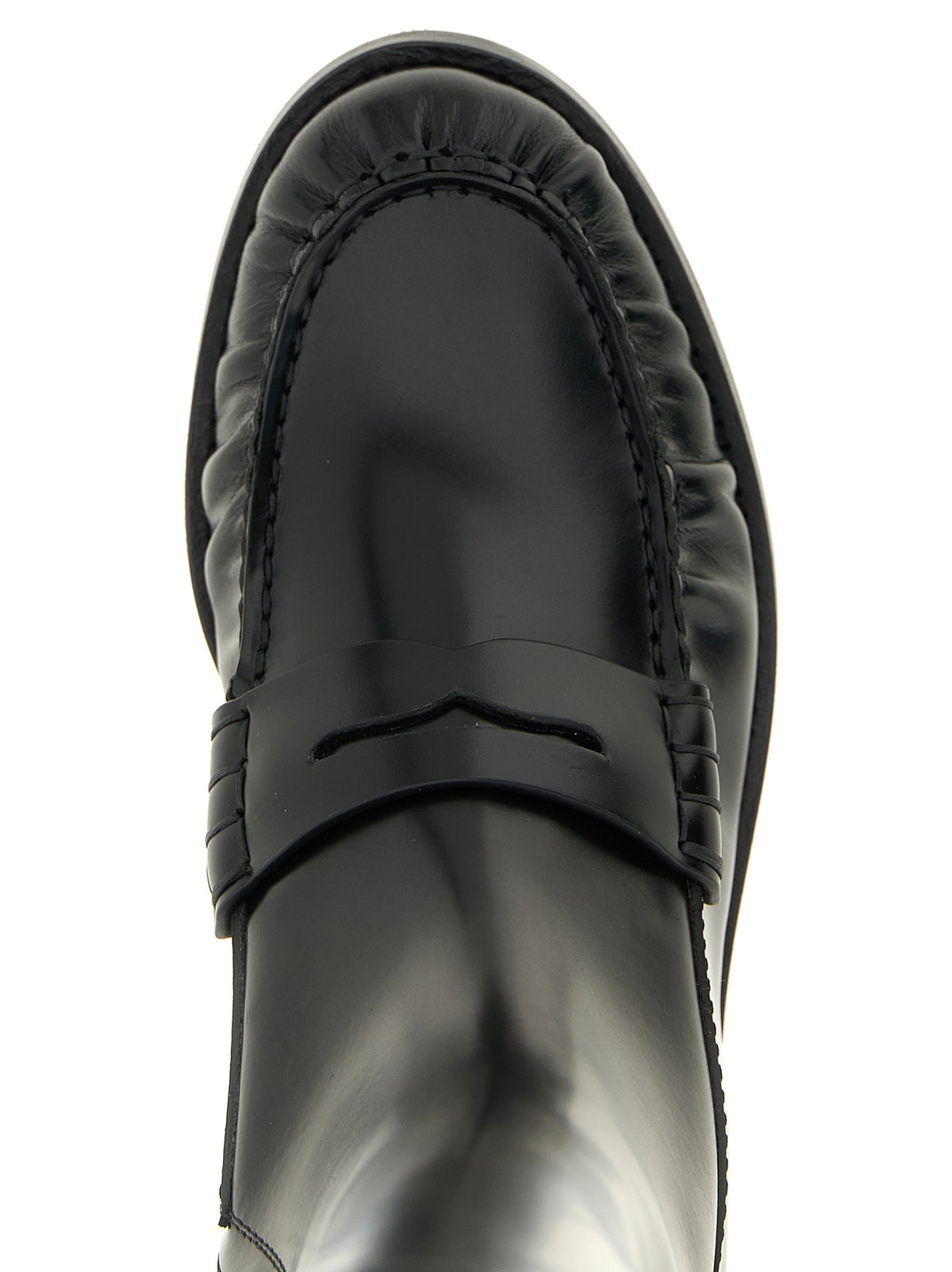 Prada Black Calf Leather Over-the-Knee Boots