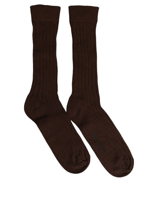 Dolce & Gabbana Dunkelbraune Rippstrick-Socken