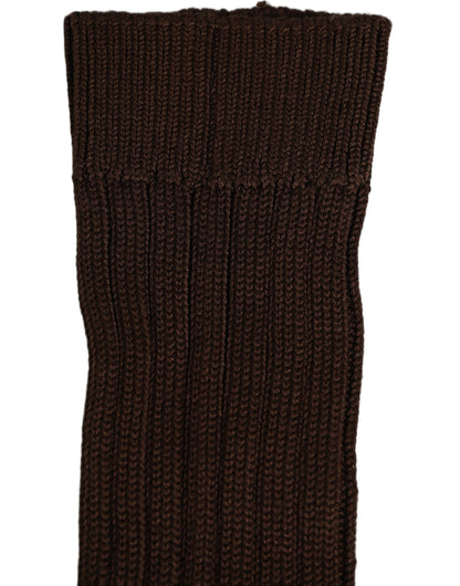 Dolce & Gabbana Dunkelbraune Rippstrick-Socken