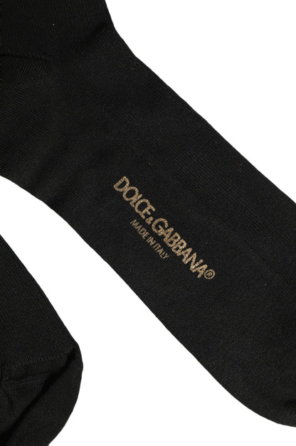 Dolce & Gabbana Schwarze Gerippte Socken mit Logo