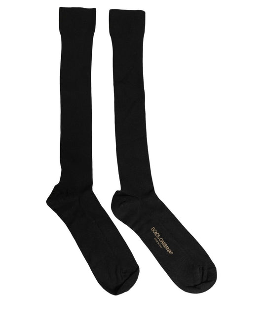 Dolce & Gabbana Schwarze Gerippte Socken mit Logo