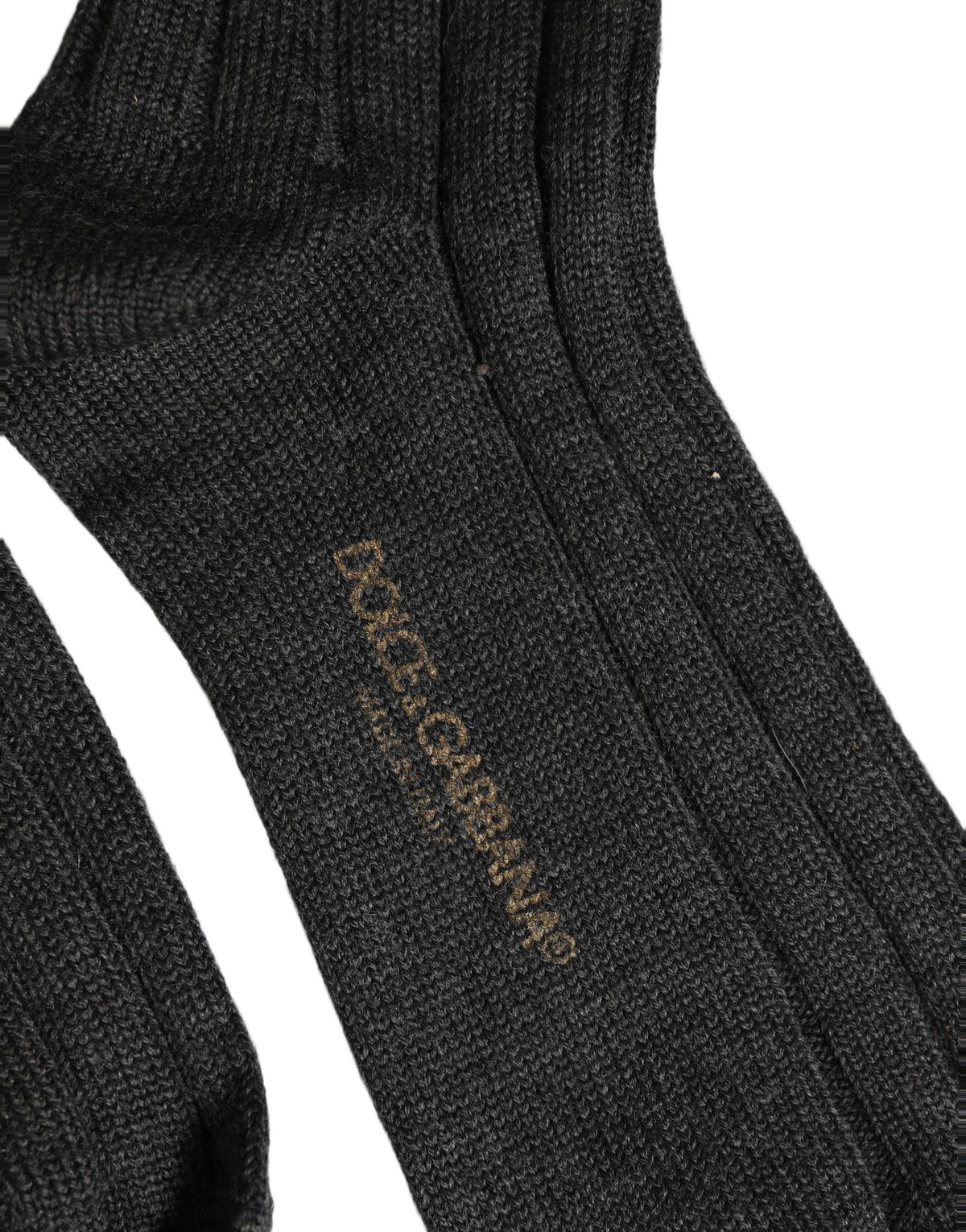 Dolce & Gabbana Calze a coste con logo in Lana, colore Grigio