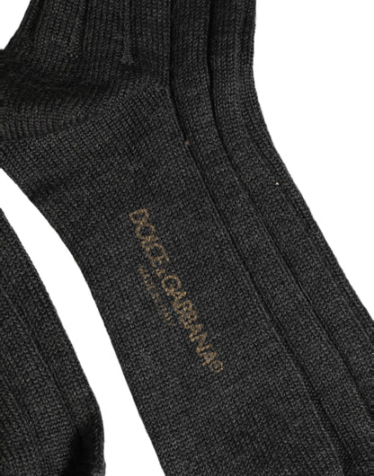 Dolce & Gabbana Calze a coste con logo in Lana, colore Grigio