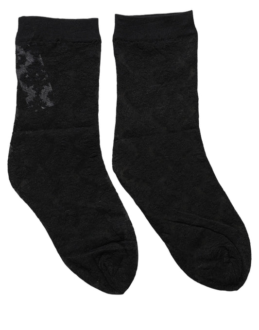 Dolce & Gabbana Schwarze Florale Netz-Kniestrümpfe