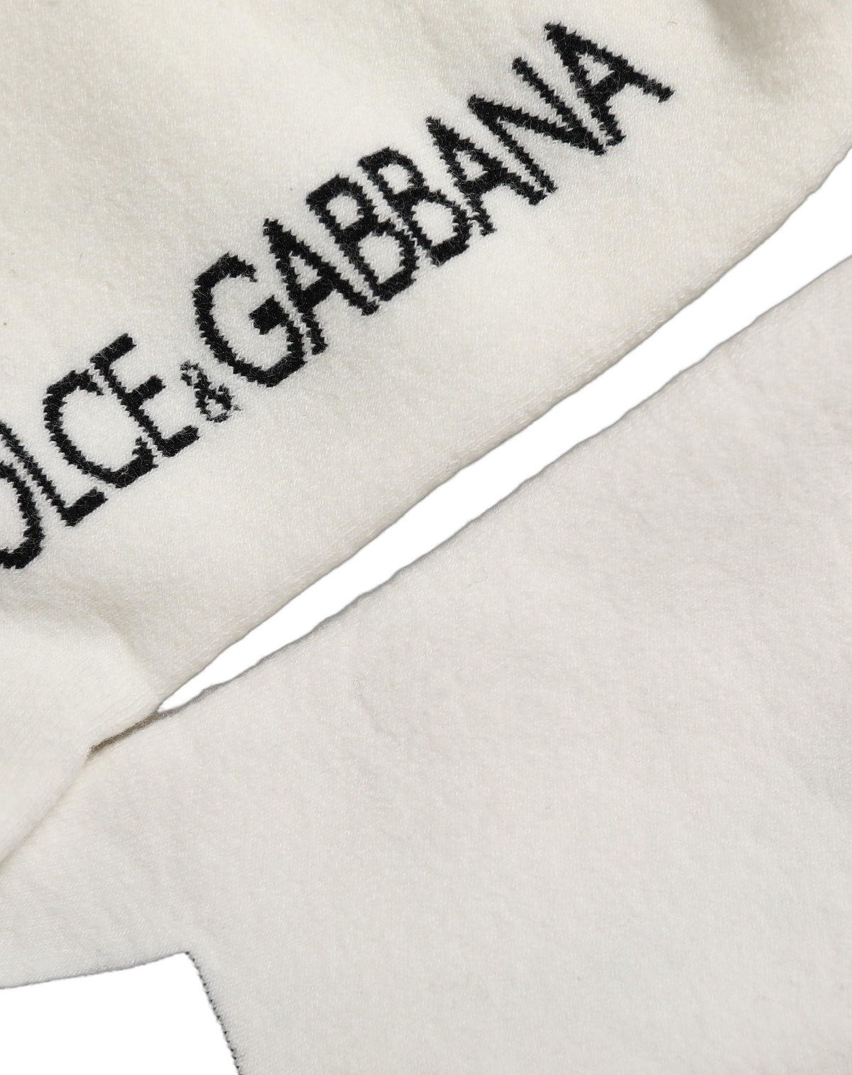 Dolce & Gabbana Weiß-Schwarze Kniestrümpfe aus Baumwoll-Stretch