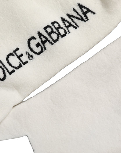 Dolce & Gabbana Weiß-Schwarze Kniestrümpfe aus Baumwoll-Stretch