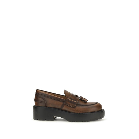 Miu Miu Mocassini con plateau in Pelle di vitello, colore Marrone