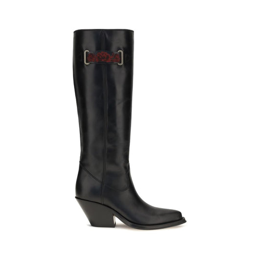 Chloé Schwarze Kalbsleder Bos Taurus Overknee-Stiefel