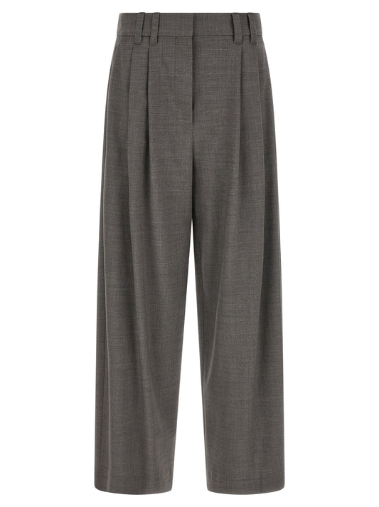 Brunello Cucinelli Graue Cropped-Hose aus Schurwollmix