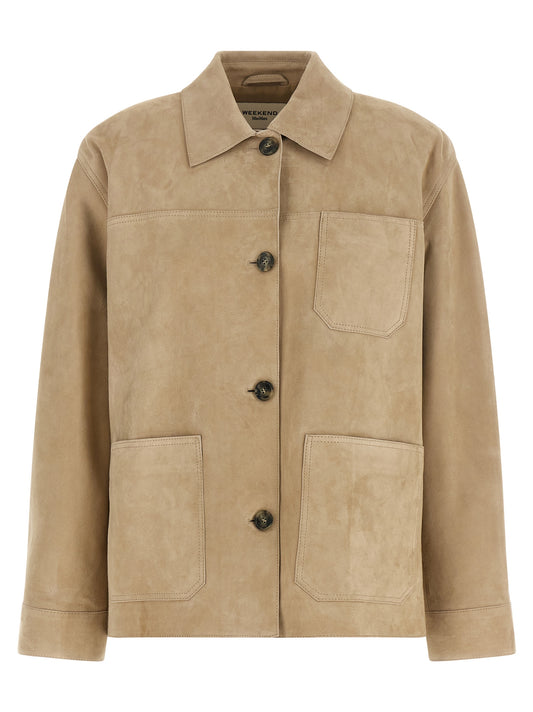 Max Mara Giacca in Pelle di agnello, colore Beige