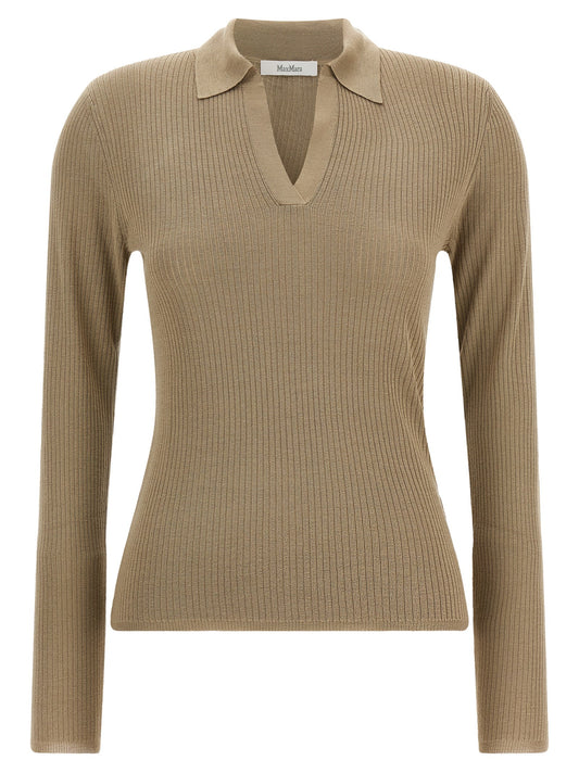 Max Mara Beige Seidenstrickjacke