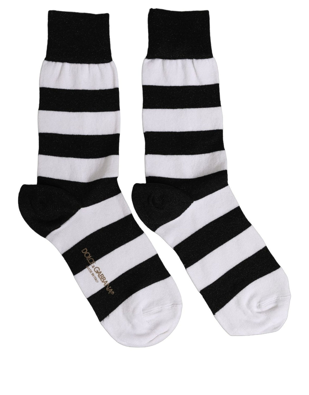 Dolce & Gabbana Schwarz-Weiße Gestreifte Mid-Calf-Socken