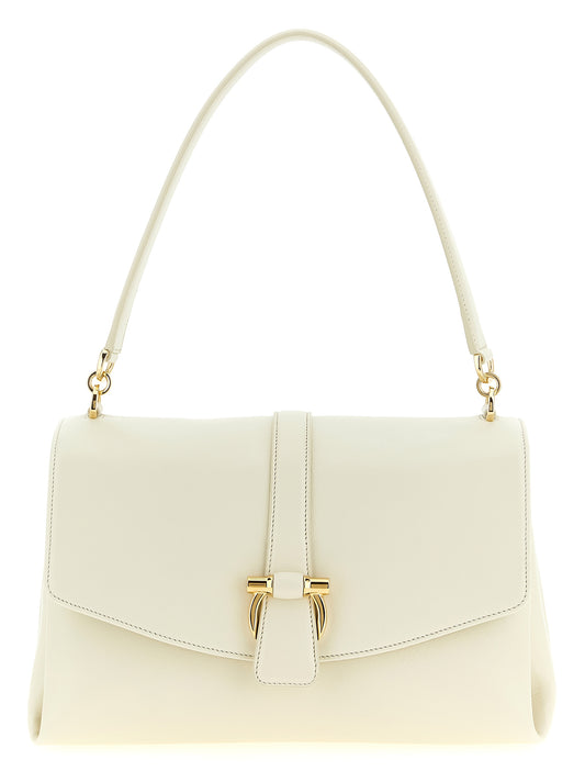 Ferragamo Weiße Kalbsleder-Schultertasche