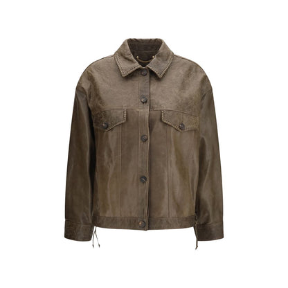 Golden Goose Braune Kalbslederjacke Bos Taurus