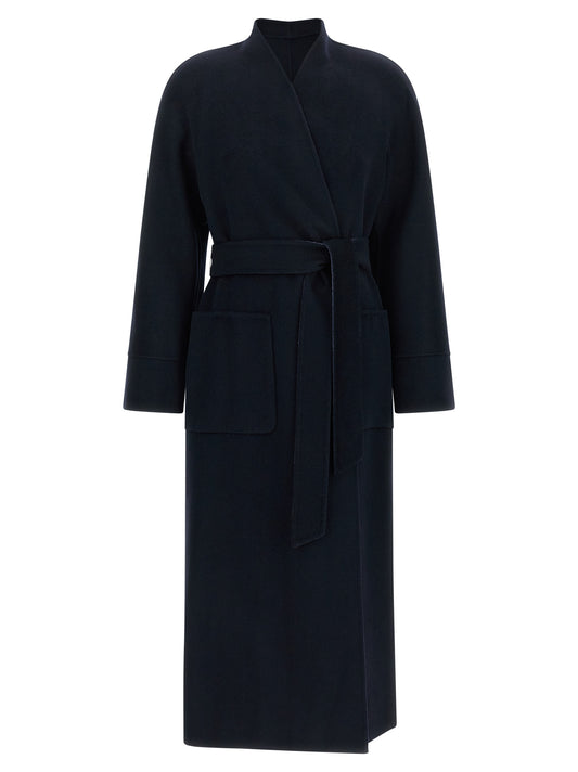 Max Mara Studio Cappotto Nodo Multicolore in Lana Vergine