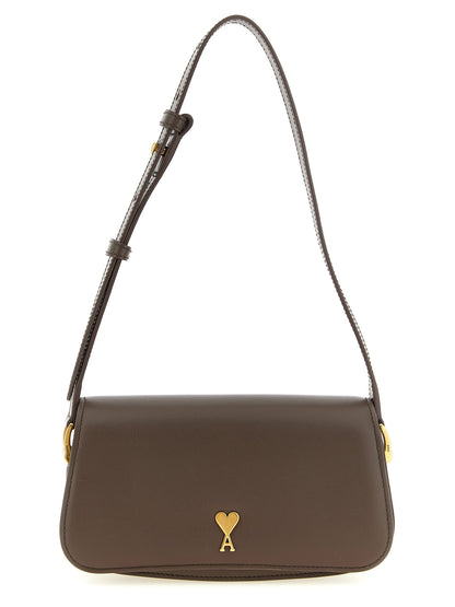 Ami Paris Braune Schultertasche aus Rindsleder