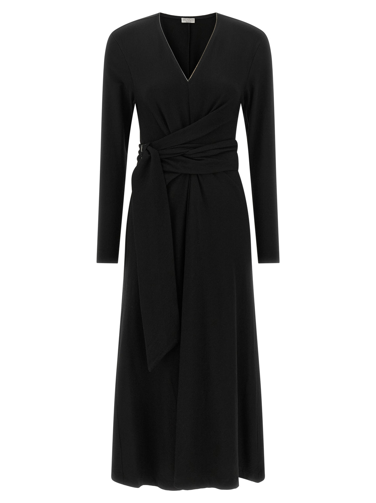 Brunello Cucinelli Black Pure Virgin Wool Midi Dress