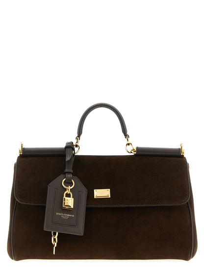 Dolce & Gabbana marrone pelle di vitello-borsa a mano