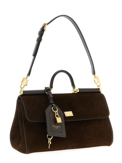 Dolce & Gabbana marrone pelle di vitello-borsa a mano