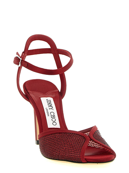 Jimmy Choo Sandali con Tacco a Spillo in Pelle di Agnello – Rosso