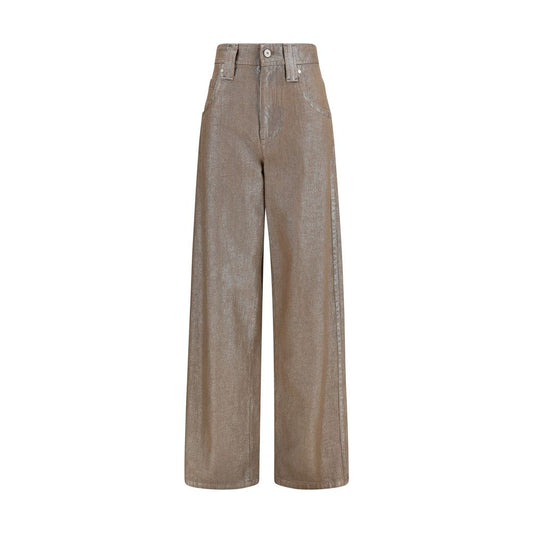 Jeans beige a gamba larga in cotone di Brunello Cucinelli