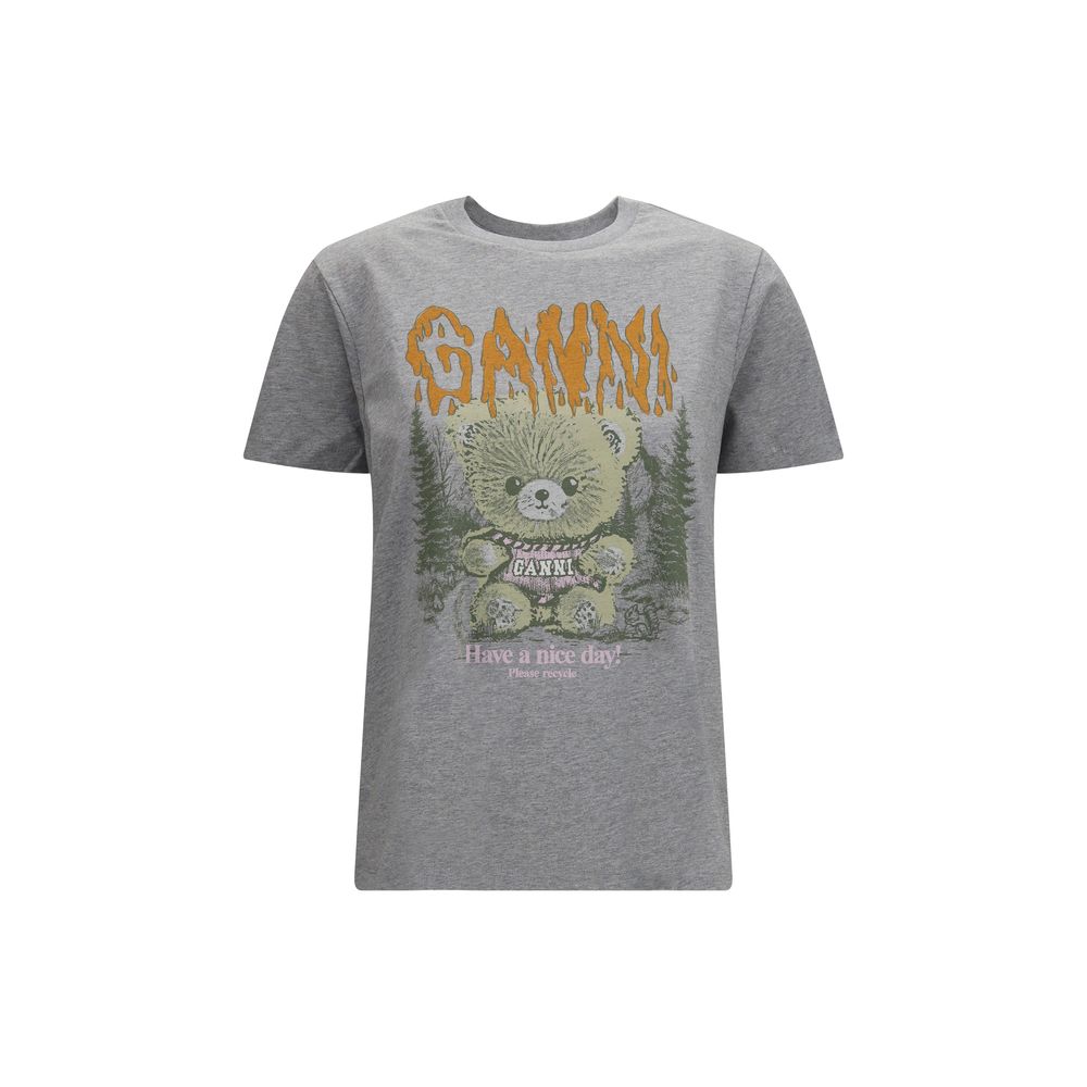 Ganni Graues Baumwoll-T-Shirt – Ansicht 1 | Arca Lucia