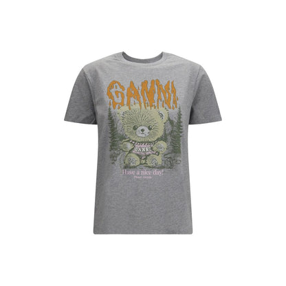Ganni Graues Baumwoll-T-Shirt – Ansicht 1 | Arca Lucia